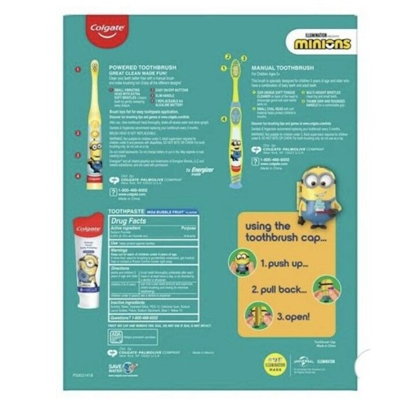 Colgate Kids Minions 2 Toothbrushes Toothpaste Gift Set Brushtastic Power Manual - Picture 4 of 9